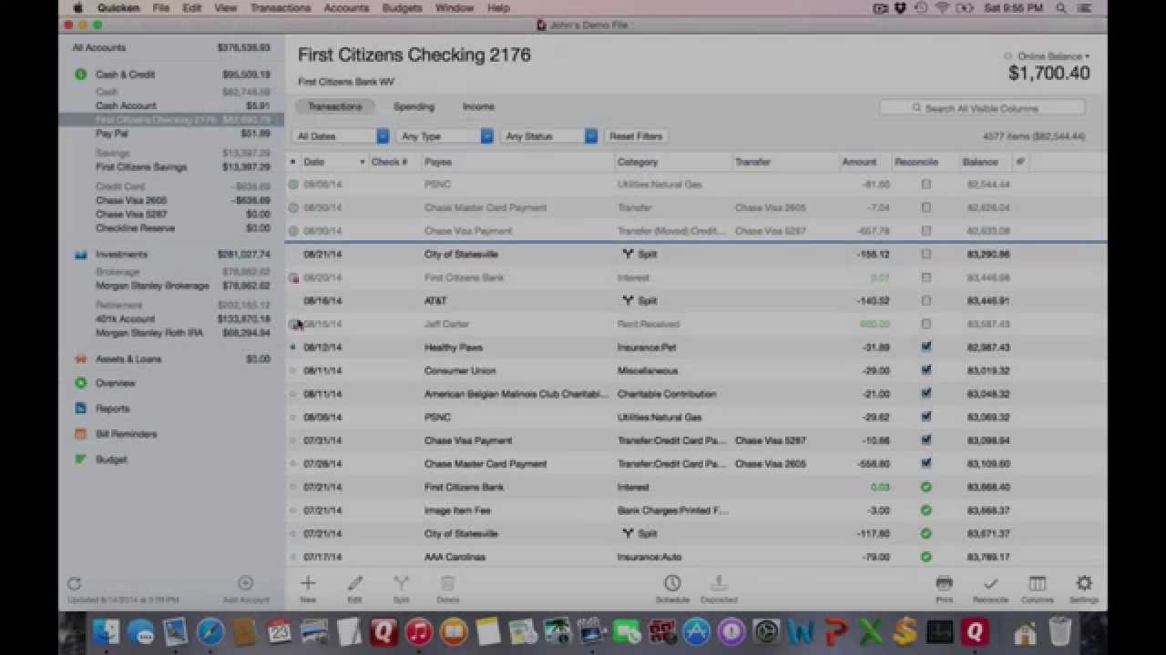 what is in quicken for mac 2016