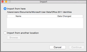 outlook for mac 2011 identity database